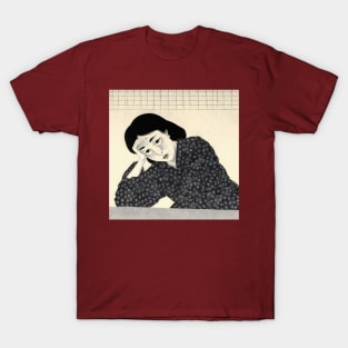 Japanese art of handsome tired asian woman T-Shirt